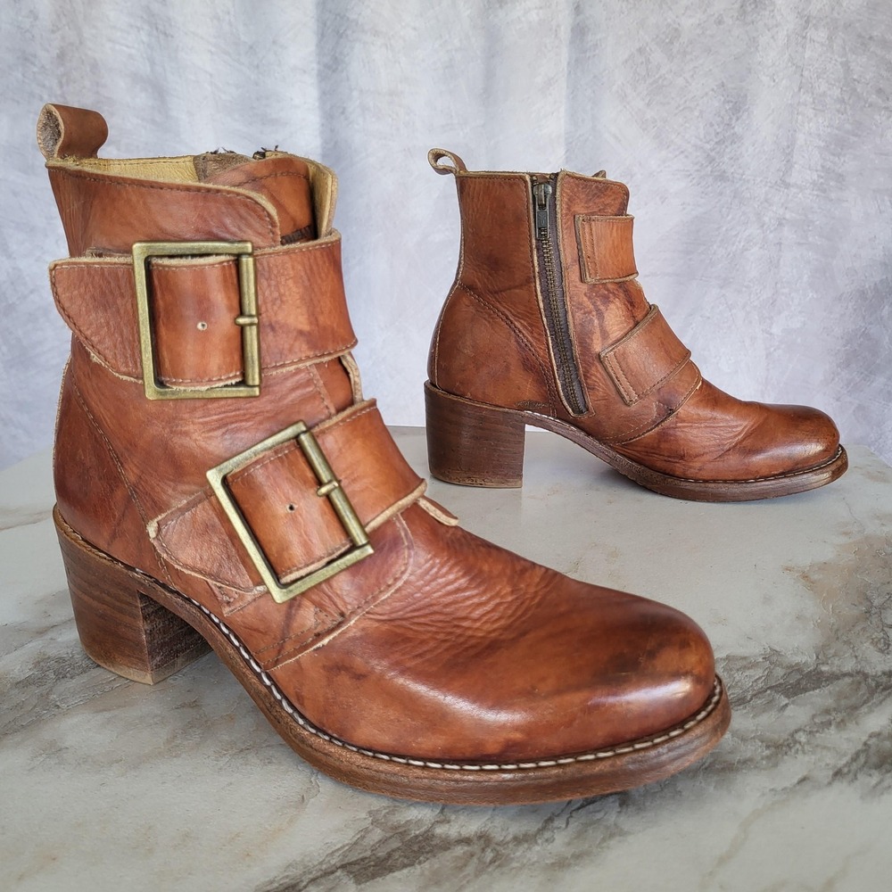 Frye USA Sabrina Double Buckle Boots Women's Size 9.5 Chunky Campus Silhouette